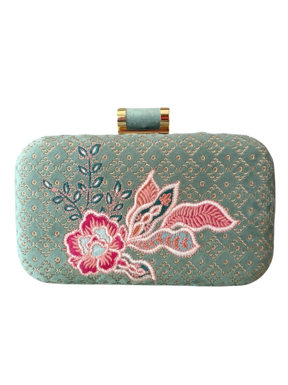 Spartina 449 Miniaudiere Embroidered Floral Velvet Box Clutch